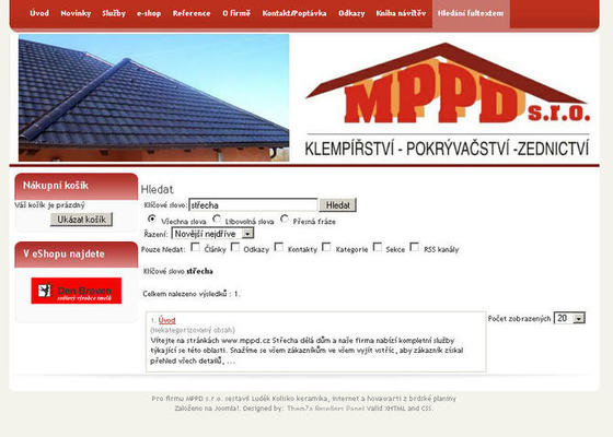 Vytvoření internetových stránek pro firmu MPPD s.r.o.