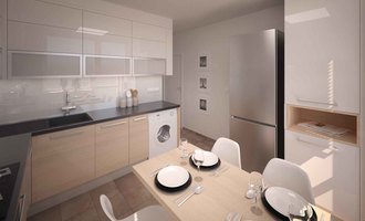 Návrh rekonstrukce menšího bytu ve světlých barvách