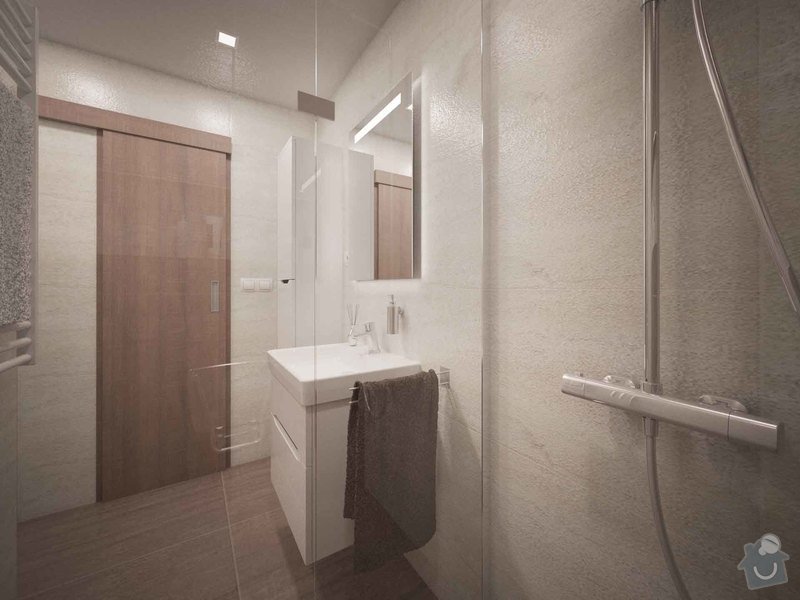Návrh kompletní rekonstrukce panelákového bytu 3+1: moderni_koupelna_hnedy_obklad