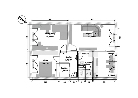 Rekonstrukce bytového jádra + nová el. v bytě - stav před realizací