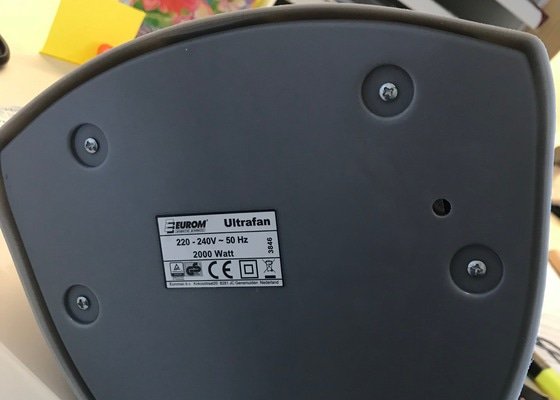 Oprava ventilátoru Eurom Ultrafan - stav před realizací