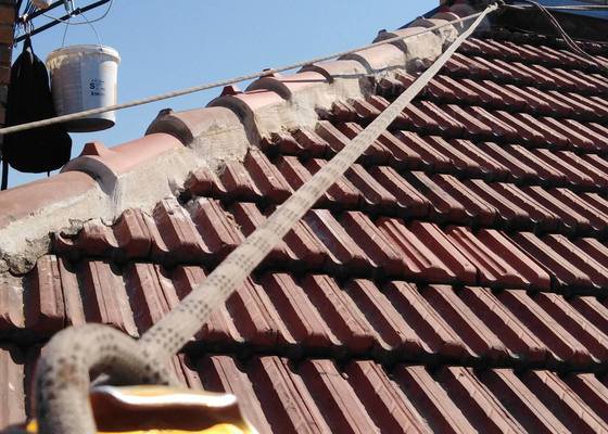 Oprava střechy - hřebenáče, a terasy - tekutá lepenka