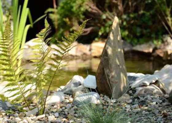 Revitalizace jezírka, skalky a záhonů v horní části zahrady