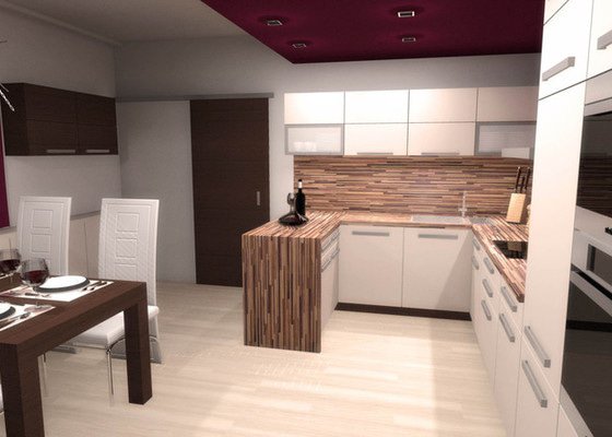 Návrh interiéru kuchyně a obývacího pokoje