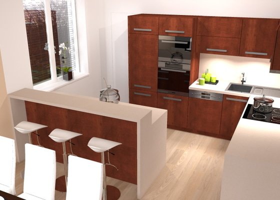Návrh interiéru novostavby - kuchyň a obývací pokoj
