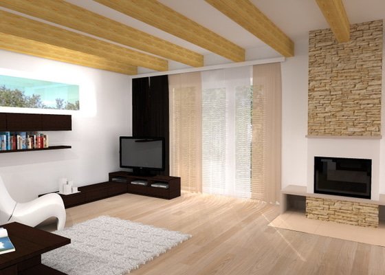 Návrh interiéru novostavby - kuchyň a obývací pokoj