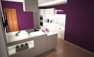 Návrh obývacího pokoje s kuchyní