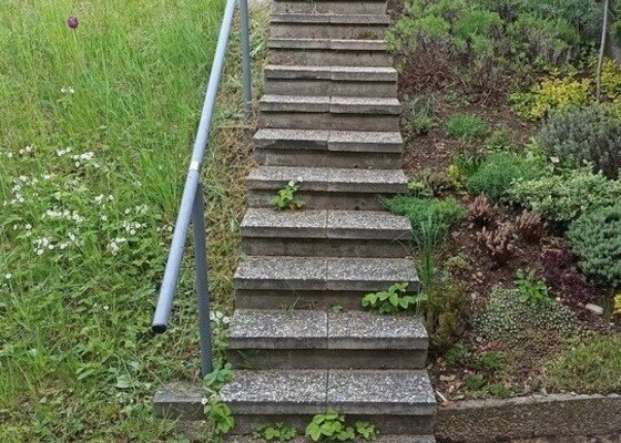 Oprava schodů na zahradě + položení zatravňovací dlažby