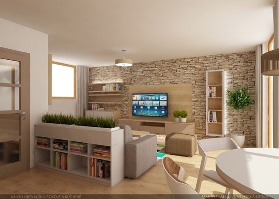 Návrh pokoje obývák + kuchyně